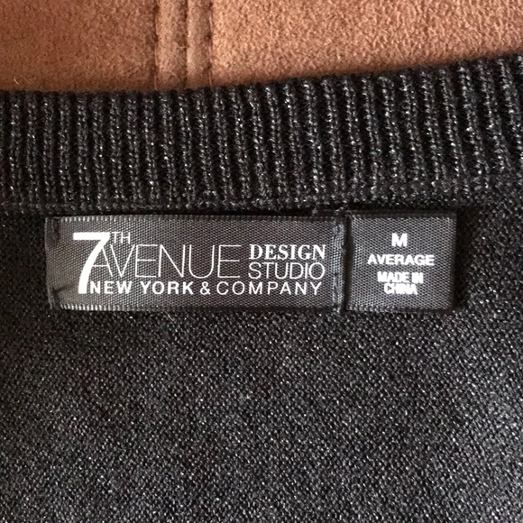 7TH AVENUE  NY  BLACK SPARKLE BLOUSE /SWEATER M - Picture 4 of 5